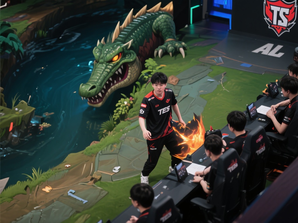 由于鳄鱼的压制能力与突进属性，TES战队