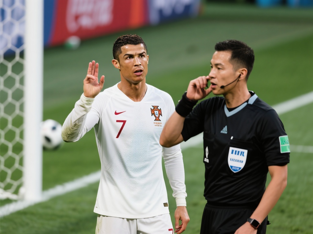 C罗禁区摔倒遭判点球,挥手示意后马宁观看VAR改判 C罗的这一举动吸引了无数观众的目光。作为